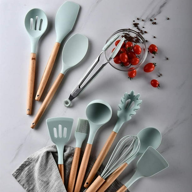 Acheter Ensemble d'ustensiles de cuisine en Silicone antiadhésif, spatule  pelle cuillère à soupe poignée ensemble d'outils de cuisine sans BPA  accessoires d'outils de cuisine
