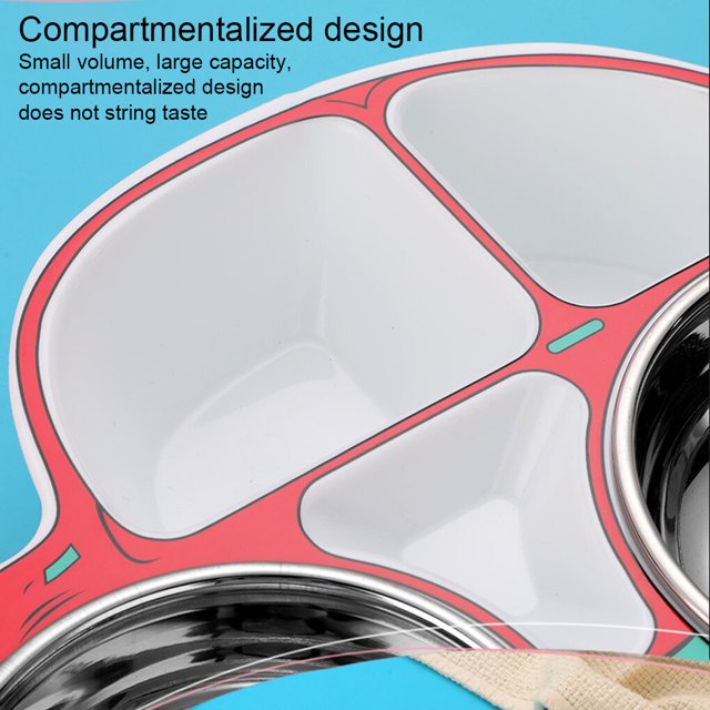 Langgg Stainless Steel Kids Tableware Set Spoon Fork Cartoon Car Shape Compartment Design Baby Bowl Cutlery for Kitchen Pink Fork