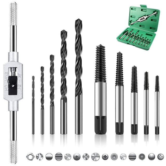 Damaged Screw Extractor Set 11Pcs Stripped Bolt Extractor Kit Portable Easy Out Multiple Size Screw Remover Tool Kit for Damaged Broken Rusted Screws