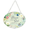 thumbnail image 2 of Dicksons Bloom Where God Plans You Floral 9 inch Glass Sun Catcher with Suction Cup, 2 of 3