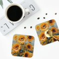 thumbnail image 4 of Zufioo Sunflower Field Art Print Leather Coaster Set, Decorative PVC Coasters 4-pack - Scald and Stain-resistant, Suitable for Home, Cafes, Restaurants-Square, 4 of 6