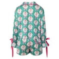 thumbnail image 4 of Mepaouo 2Pcs Christmas Pajamas for Women Bow Tie Long Sleeve Shirt Shorts Satin Silk Pjs Set, 4 of 9