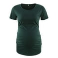 thumbnail image 2 of Summer Savings Clearance! Edvintorg Maternity Tops For Pregnant Women Round Neck Side Button And Pleated Pregnancy Clothes Short Sleeve Casual Maternity Shirt, 2 of 5