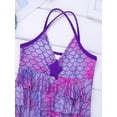 thumbnail image 5 of YONGHS Kids Girls Mermaid Swimsuit 2PCS Bikini Summer Bathing Suit Tankini Tops with Bottoms A Purple 8, 5 of 7
