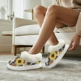 thumbnail image 4 of Psesaysky Sunflower Cow Print Winter House Slippers for Women, Warm Fluffy Fuzzy Slippers, Non-Slip Thick Sole Home House Shoes, Indoor and Outdoor, Size 8-9, 4 of 7