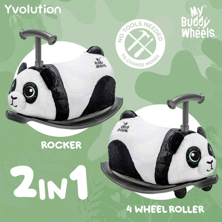 Yvolution My Buddy Roller 2-in-1 Panda Plush Ride-On Toy, Rocker