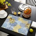 thumbnail image 4 of Blue and Yellow Floral Pattern Summer Placemats Table Placemats Set Of 4-Linen Kitchen Washable Placemats Table Mats 11.8"x17.7"Non-Slip Heat Resistant, 4 of 6