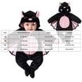thumbnail image 3 of YDFCWXW Newborn Baby Girl Boy Halloween Bat Costume, Fleece Hooded Footie Romper with Wings Zipper Jumpsuit Cosplay Outfit (Black, 0-1 Months), 3 of 9