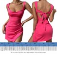 thumbnail image 2 of Vestido sin espalda con abertura lateral Traje de vacaciones sin mangas de mujer de corte bajo Ygjytge Rosa roja T L para Mujer, 2 of 7