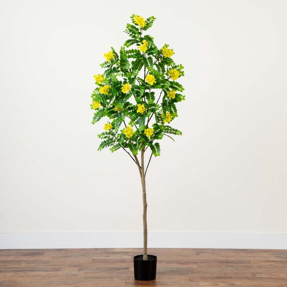 Nearly Natural Flowering Citrus Artificial Potted Tree - 6'