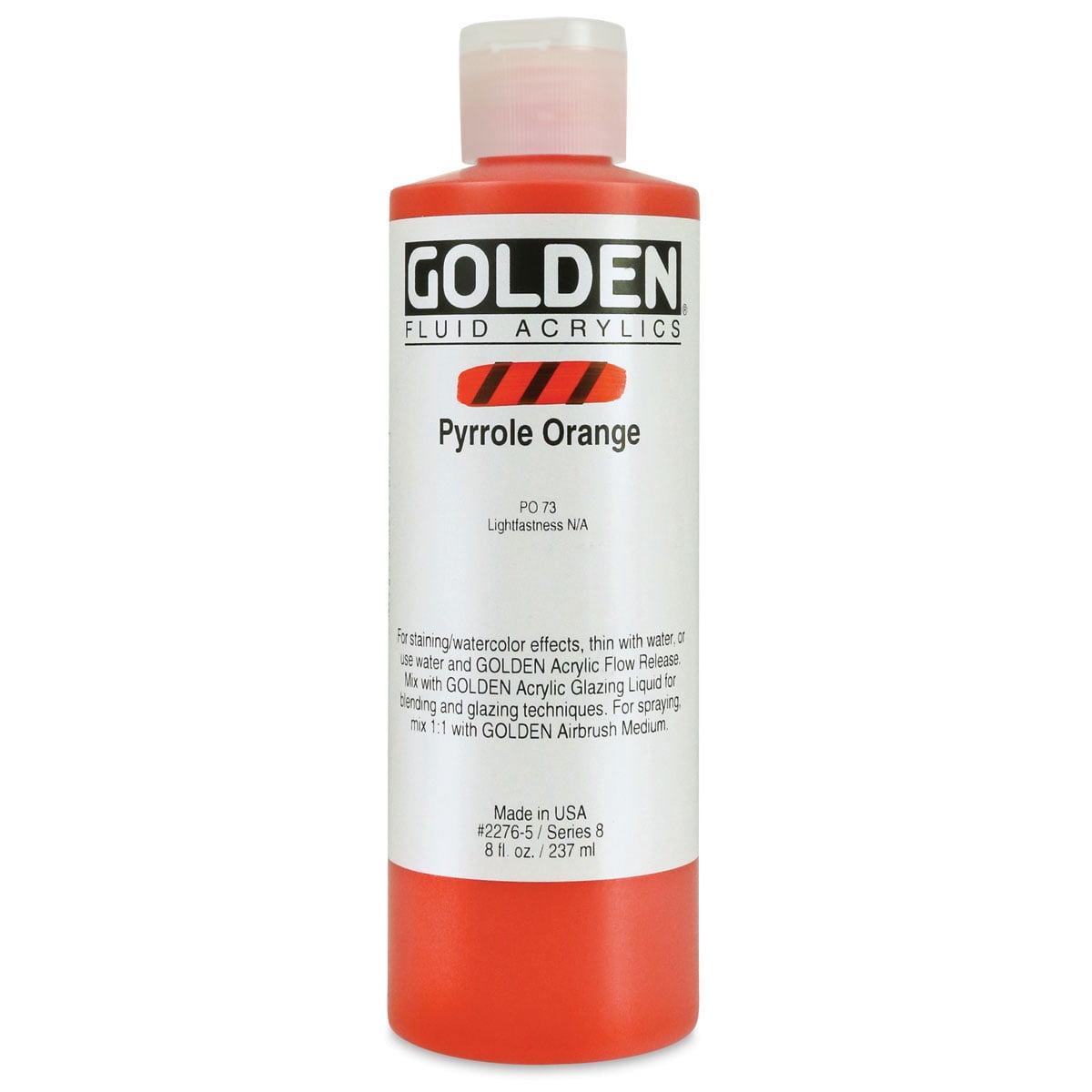 Golden Fluid Acrylic Paint - Pyrrole Orange, 8 oz
