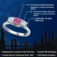 thumbnail image 2 of Gem Stone King 14K White Gold Pink Moissanite & Sky Blue Aquamarine 3-Stone Engagement Ring | 1.00 Cttw | Round 5MM and 4MM | Three Stone Wedding Anniversary Promise Ring for Women (Size 7), 2 of 6
