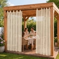thumbnail image 7 of Lapalife Outdoor Sheer Curtains for Patio Waterproof, Detachable Sticky Tab Top Light Filtering Voile Drape, Weatherproof Privacy Screen for Porch/Pergola/Gazebo, 52 x 84 inch, Khaki, 1 Panel, 7 of 7