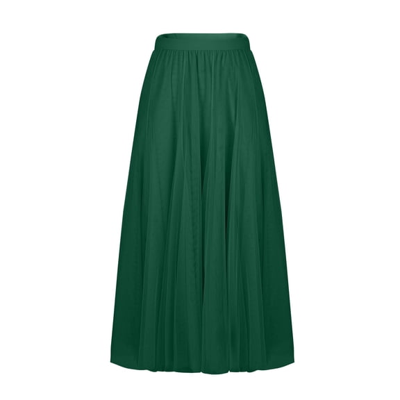 OGLCCG Women Pleated Maxi Skirts Summer Elastic High Waist Long Tulle Skirts Flowy Swing A-Line Casual Beach Tutu Skirt,XL