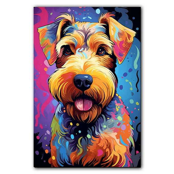 Welsh Terrier Dog Canvas Wall Art Colorful Pets Graffiti Highland Canvas Oil Painting Canvas Print Street Art Modern Artwork Living Bedroom Bathroom Home Office Decor
