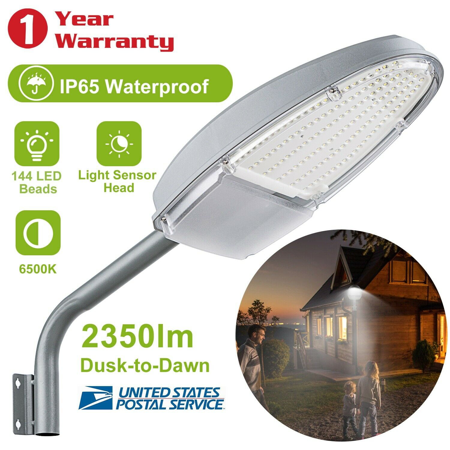 8Pcs Outdoor Farm LED Street Light Dusk to Dawn Sensor IP65 Security Lamp 2500Lm 