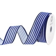 thumbnail image 2 of HOMEFORD Flocked Stripes Satin Wired Ribbon, 1-1/2-inch, 10-yard, Royal Blue, 2 of 3