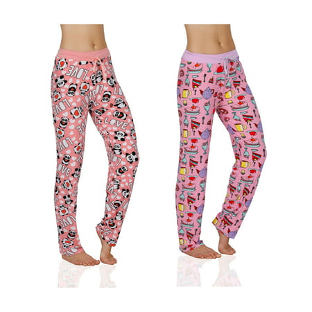 Women's Silky Soft Lounge Pajama Pants- 2 Pack, LovePandas&TeaParty, Size: