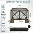 thumbnail image 5 of HOTEEL 10x10 ft Pop Up Gazebo Screen House Tent for Camping with 3 Sidewalls and Mosquito Netting, Waterproof, UV Resistant, Portable Carry Bag, for Outdoor Camping, Lawn and Backyard, Brown, 5 of 9