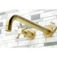 thumbnail image 3 of Kingston Brass KS8057NX Hamilton Two-Handle 3-Hole Wall Mount Roman Tub Faucet in Brushed Brass, 3 of 7