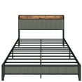 thumbnail image 5 of Full Size Bed Frame with Charging Station and Upholstered Storage Headboard, Metal Platform Bed with Under Bed Storage, No Box Spring Needed, Noise Free, Easy Assembly (Light Grey, Full), 5 of 10