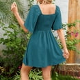 thumbnail image 5 of Sakmal Mini Summer Dresses Petite Blue T Shirt Tie Front Dress A Line Sweetheart Short Sleeve Dresses, 5 of 5