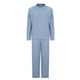 thumbnail image 6 of Pajamas for Women Set Fuzzy Fleece Long Sleeve Shirt And Wide Leg Pants Pj Suits Fashion Warm Loose Loungewear (Blue 5XL), 6 of 6