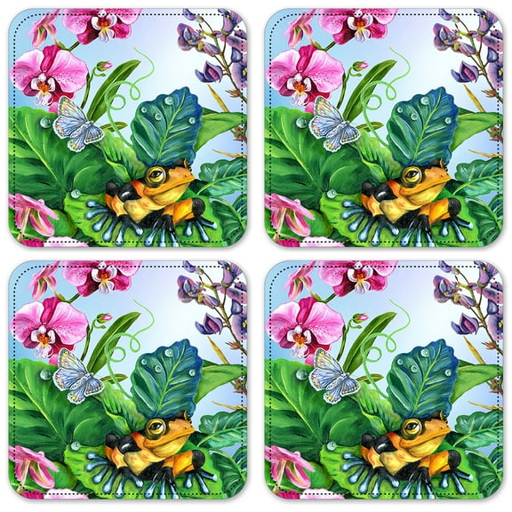 Vinyl Drink Coasters - Set of 4 - Clown Frog