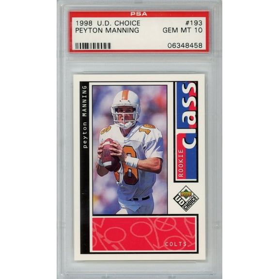 Graded 1998 Upper Deck UD Choice Peyton Manning #193 Rookie RC Football Card PSA 10 Gem Mint
