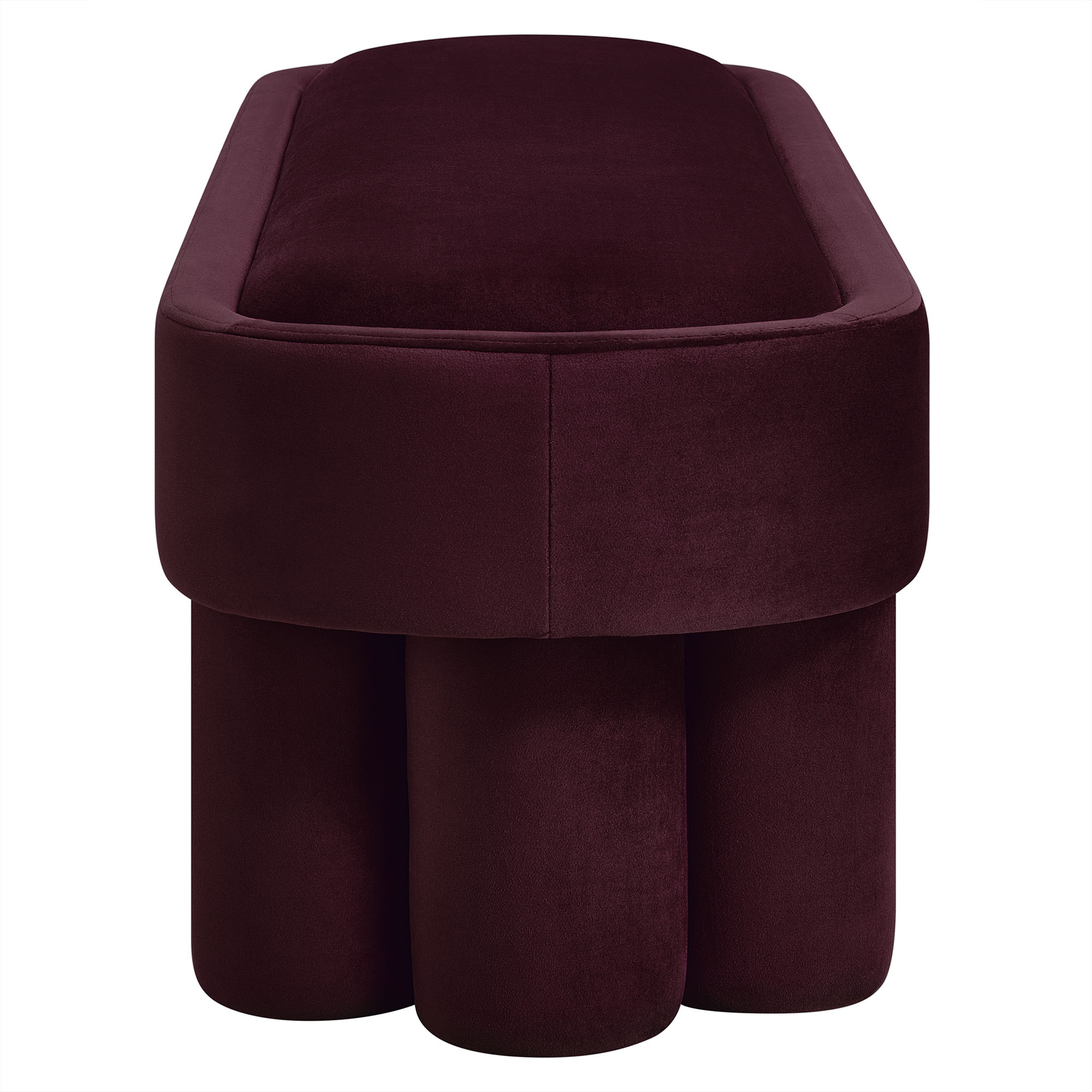 Mossi Oval Performance Velvet Accent Bench in Mulberry