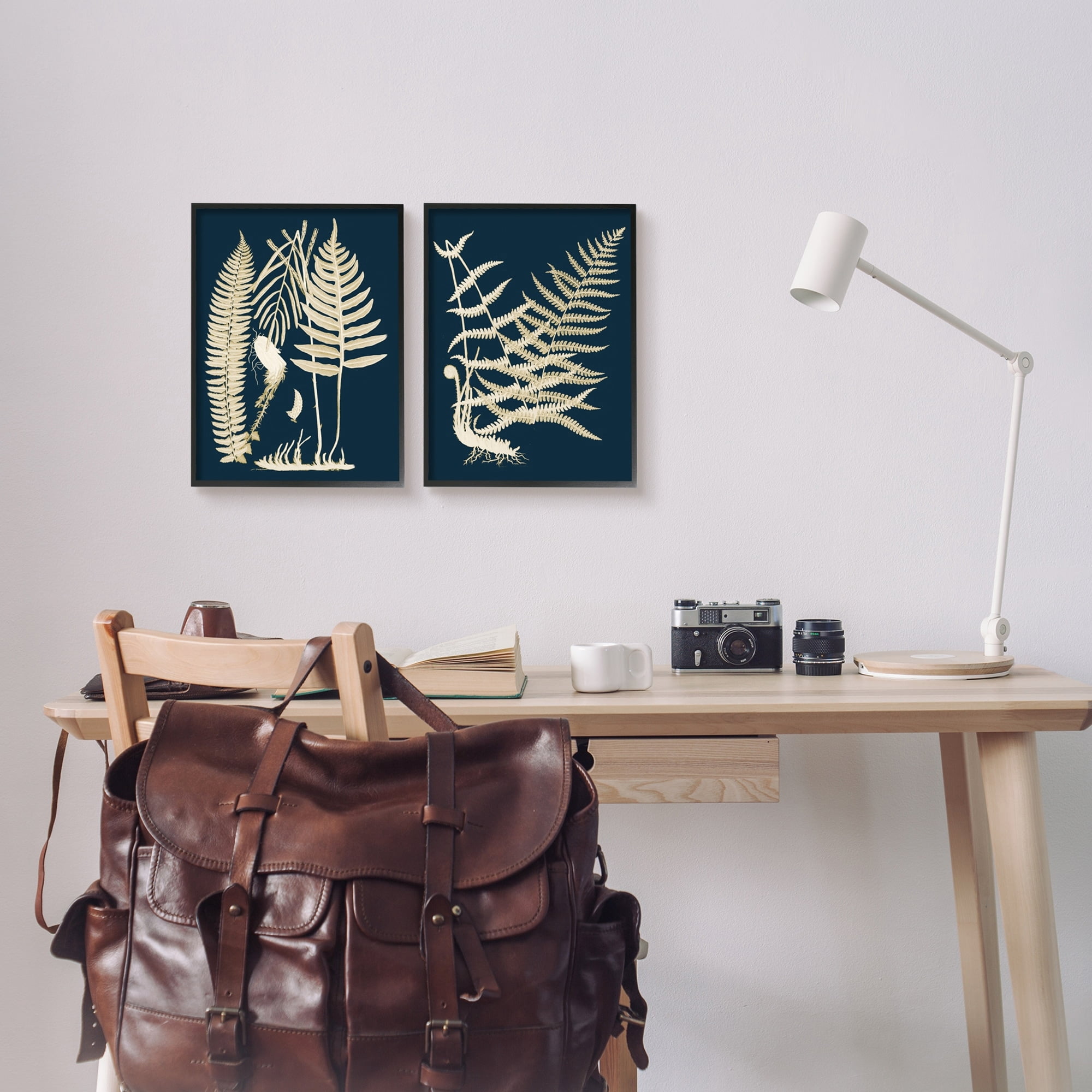 Stupell Industries Modern Layered Vegetation Natural Botanical Leaves Graphic Art Black Framed Art Print Wall Art, Set of 2, Design by Piddix