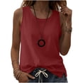 thumbnail image 2 of ClodeEU Women's Lightweight Crew Neck Sleeveless Linen Tank Top, Casual Loose Fit Summer Blouse Wine,Women's Plus L, 2 of 6