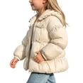 thumbnail image 2 of Toddler Girls Winter Puffer Jacket Cute Bowknot Ruffle Hooded Coat Zip Up Thick Warm Outerwear Windproof Padded Snowsuit for Cold Weather Fall Winter Apparel, Size 2-3 T, 2 of 4