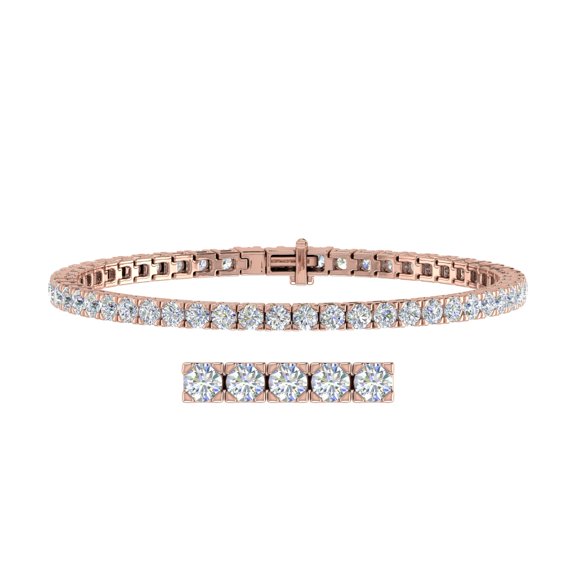 5 Carat Diamond Tennis Bracelet in 10K Rose Gold (7 Inch) - IGI Certified