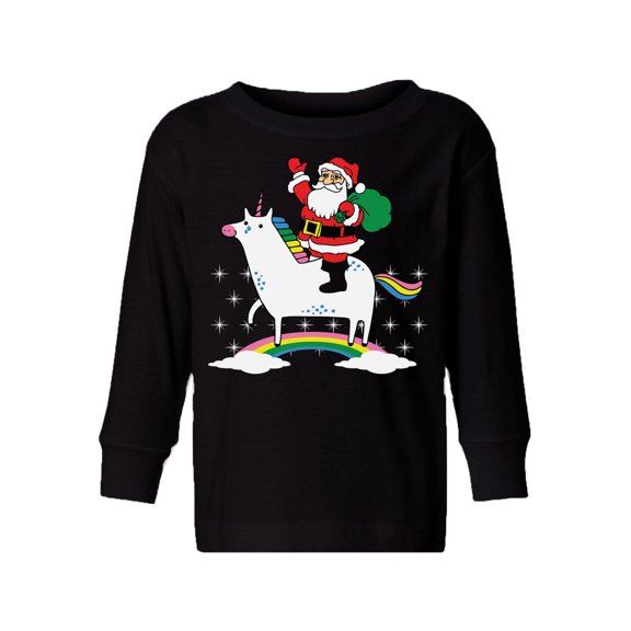 Awkward Styles Xmas Long Sleeve Shirt for Girls Boys Toddler Unicorn Santa Christmas Rainbow Shirt
