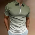 thumbnail image 2 of Sage Green Gradient Men Zipper T-shirt Summer Casual Short Sleeve T-shirt Top, 2 of 7