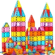 100 Pcs Magnetic Tiles with 2 Cars, Building Blocks STEM Toys 3D Building Sets Gifts for Boys and Girls