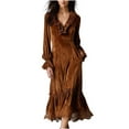 thumbnail image 2 of AUNVITO Women's Long Sleeve Velvety Touch Dress Elegant Comfortable Casual and Party Wear, 2 of 5
