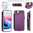thumbnail image 2 of Wallet Case for Apple iPhone 8 Plus/iPhone 7 Plus, with Crossbody Shoulder Strap & Hand Wrist Cards Holder Zipper Pocket Stand Feature Protective Shockpoof Case for iPhone 8 Plus/7 Plus,Darkpurple, 2 of 7