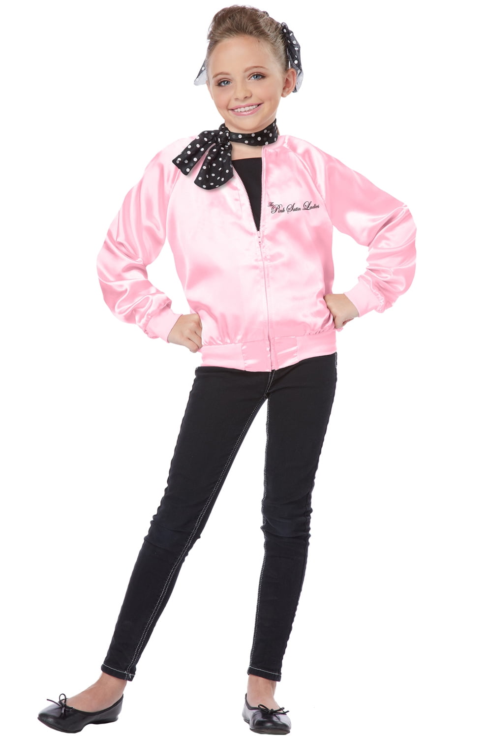 GIRLS CHILD Size Medium 8-10  Pink Satin Jacket HALLOWEEN COSTUME Grease Party