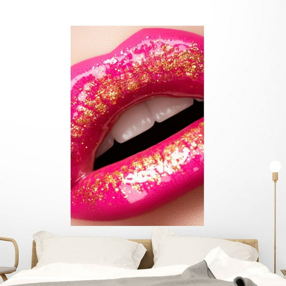 Glamour Fashion Bright Pink Wall Mural by Wallmonkeys Peel and Stick Graphic (48 in H x 32 in W) WM171957