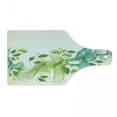 thumbnail image 1 of Abstract Cutting Board, Floral Design with Water Touch Inspired Modern Details Art, Decorative Tempered Glass Cutting and Serving Board, Wine Bottle Shape, Yellow Green and Blue, by Ambesonne, 1 of 1