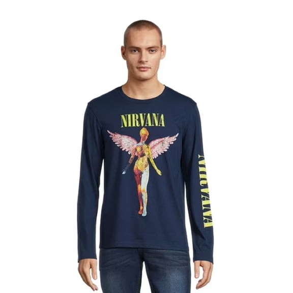 Men's Band Graphic Tee with Long Sleeves, 3XL