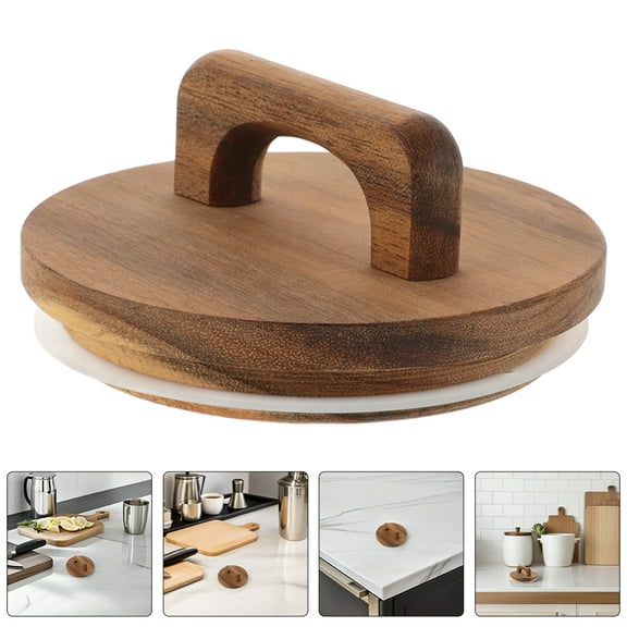 FRCOLOR 2pcs Wooden Mason Jar Lids with Silicone Seal Wood Handle Canning Jar Covers Airtight Reusable Storage Lids With Handle for Glass Jars