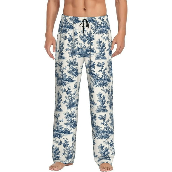 Daiia Vintage Floral 1 Men's Sleep Pant with Pockets and Drawstring,Pajama Pants-Medium