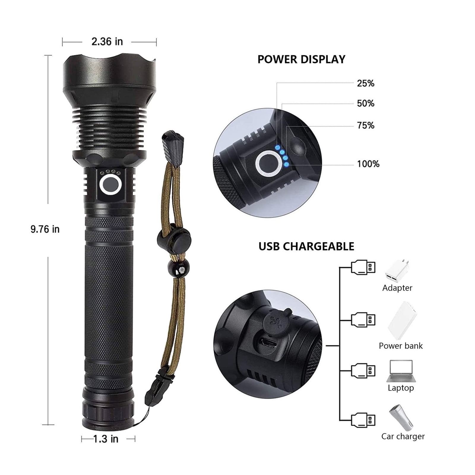 Rechargeable LED Flashlights High Lumens, 990000 Lumens Super Bright Flashlight with 5 Modes & Waterproof, Powerful Handheld Flashlight for Camping Emergencies