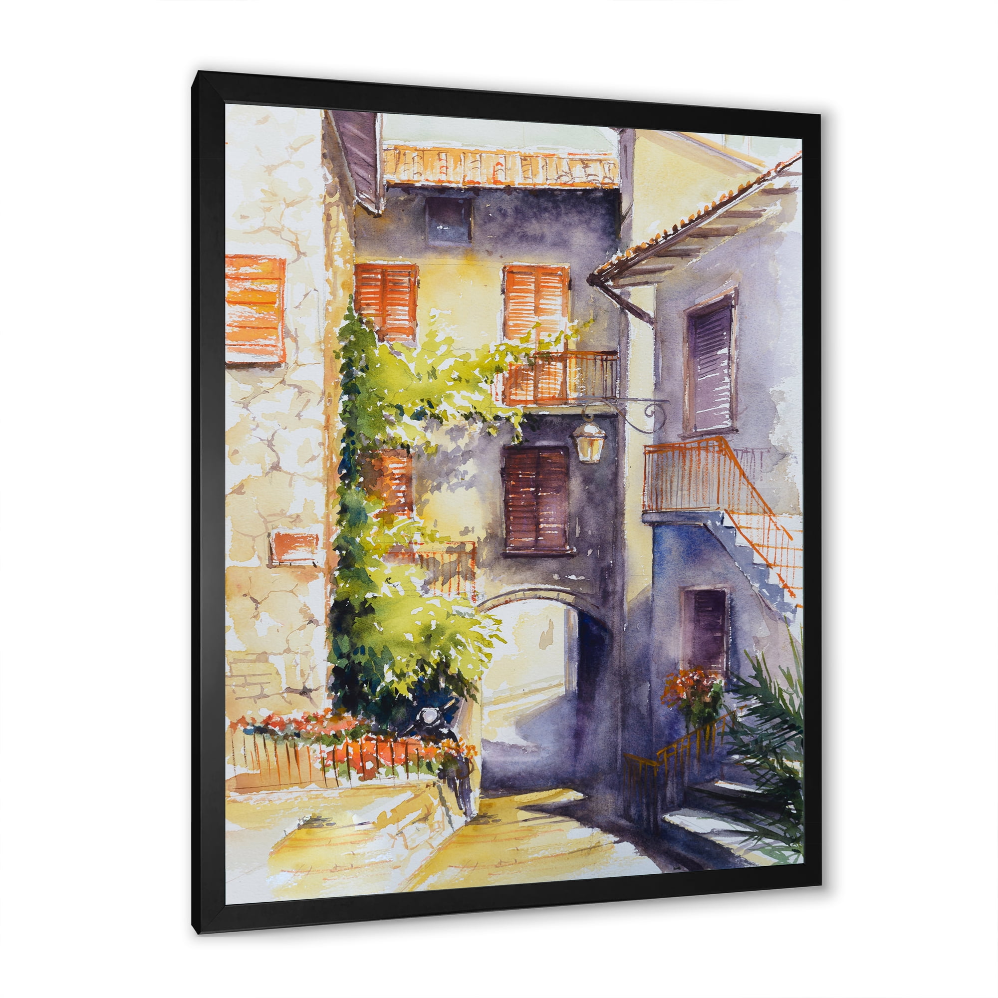 Designart 'Idyllic and Rustic Italian VIllage' Country Framed Art Print