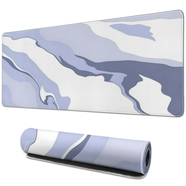 Japanese Blue Wave Mouse Pad XL - 31.5 x 11.8 - Non Slip, Stitched Edges, Extended Large Mat
