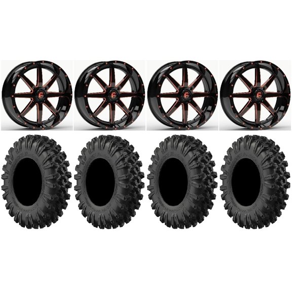 Fuel Maverick Orange 18" Wheels 40" MotoRavage XL Tires Kawasaki Mule Pro FXT