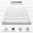 thumbnail image 3 of Extra Thick Cooling Mattress Topper, Soft Lightweight Mattress Pad Cover for Bedroom and Dorm, Down Alternative Fill Overfilled Plush Pillow Top, 3 of 12